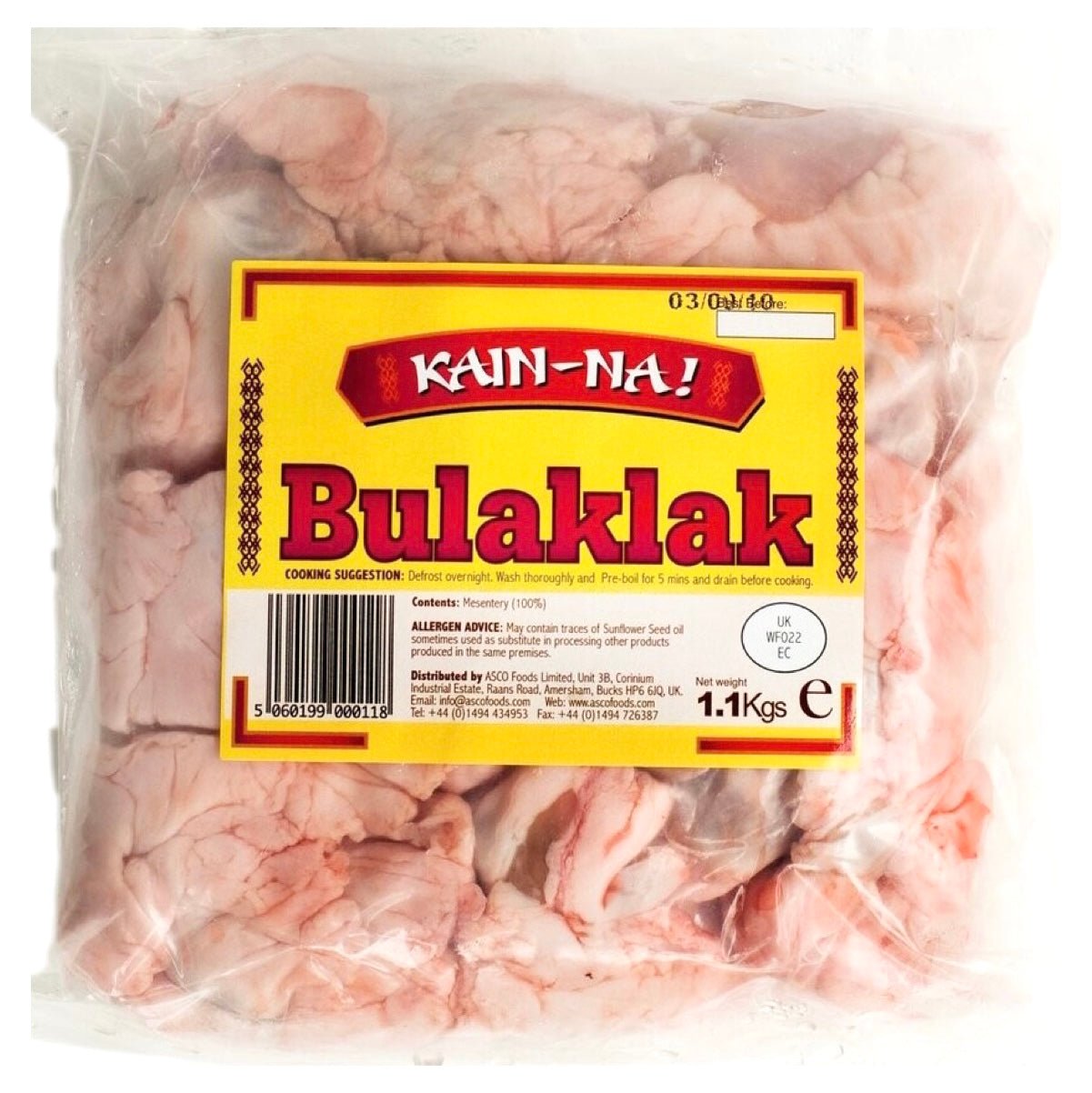 Kain Na Frozen Bulaklak (Pork Intestine) 1.1kg - Asian Online Superstore UK