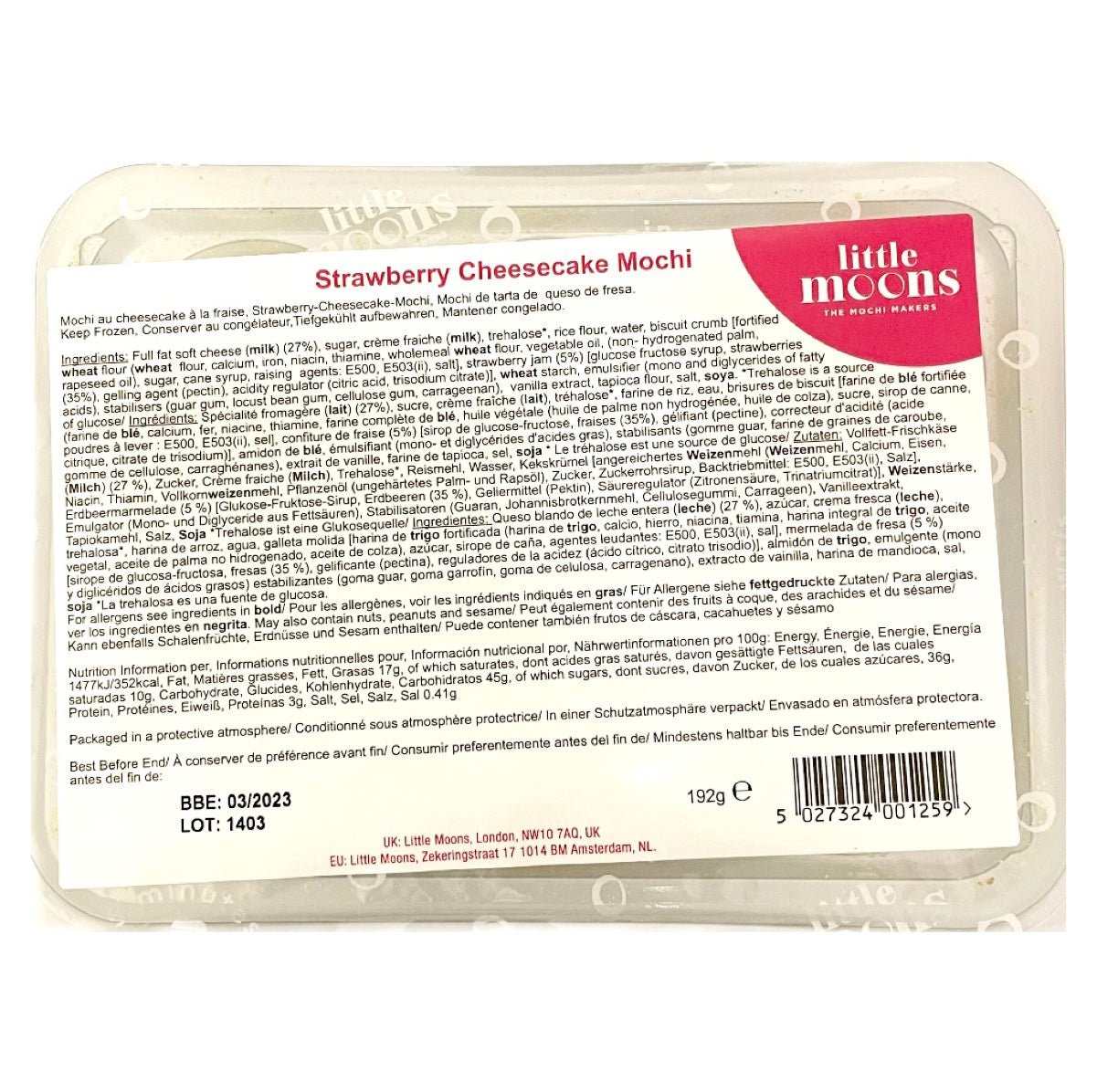 Little Moons Strawberry Cheese Cake Mochi Ice Cream (6pc) 192g - Asian Online Superstore UK