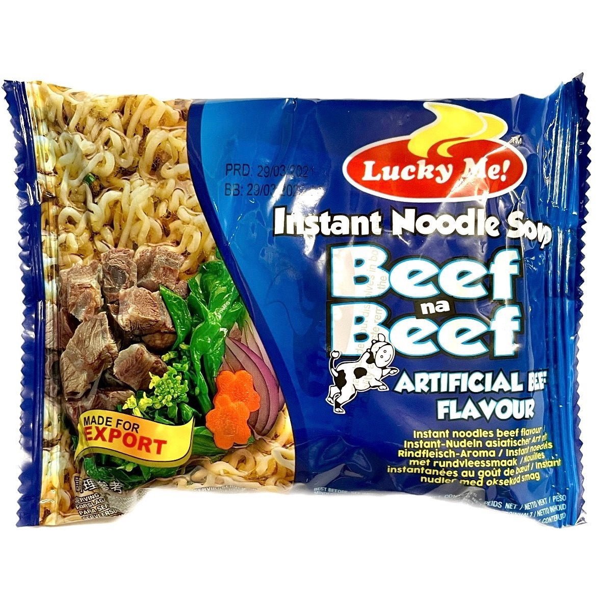 Lucky Me Beef Mami with Garnish Instant Noodle (Beef na Beef) 1Box (24x55g) 1.32kg - Asian Online Superstore UK