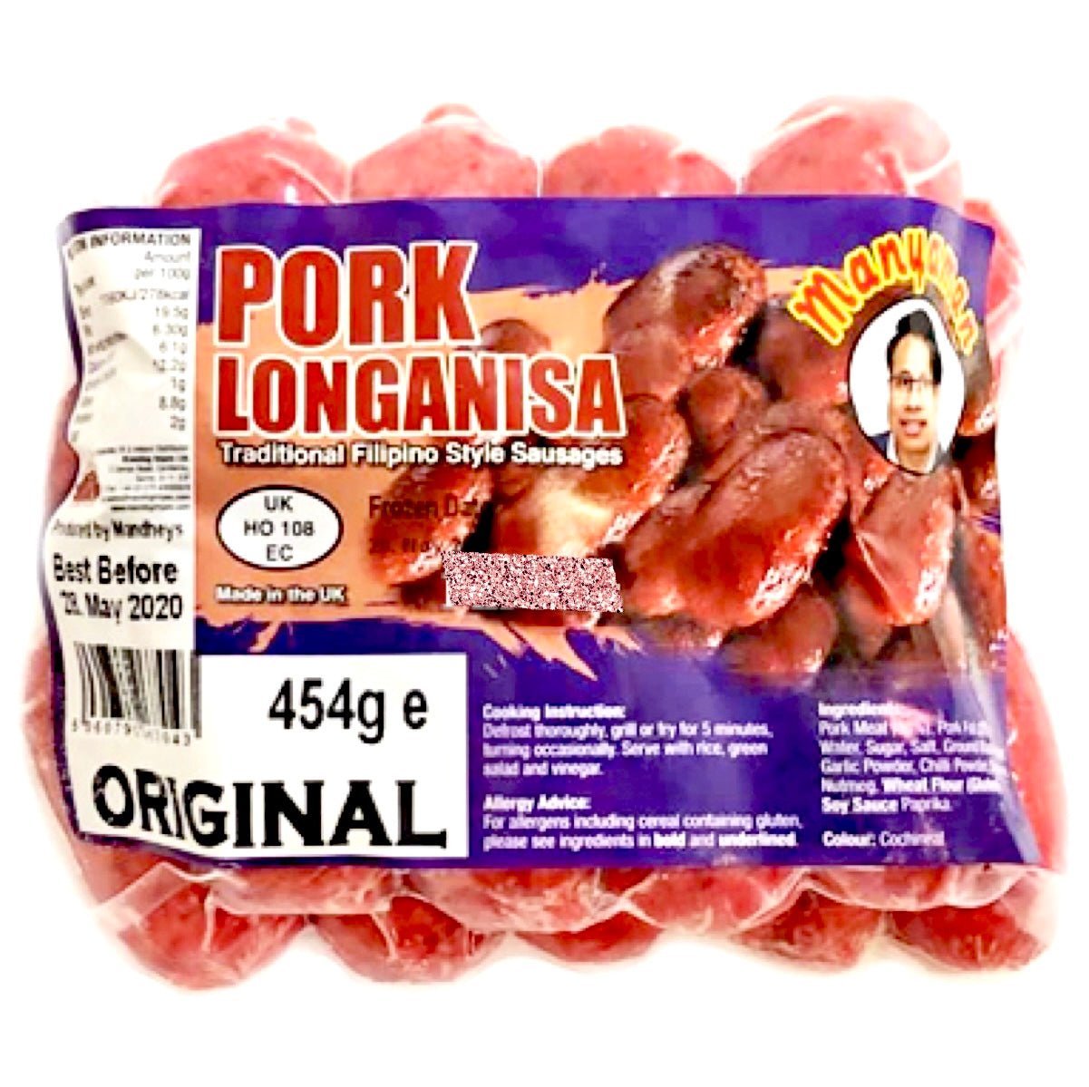 Mandhey’s Manyaman Original Pork Longanisa (Sweet Cured Sausage) 454g - Asian Online Superstore UK