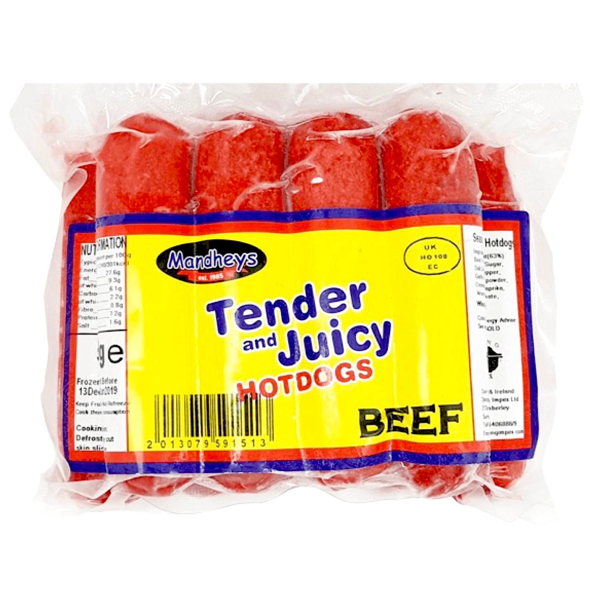 Mandhey’s Manyaman Tender & Juicy Beef Hotdogs 500g - Asian Online Superstore UK