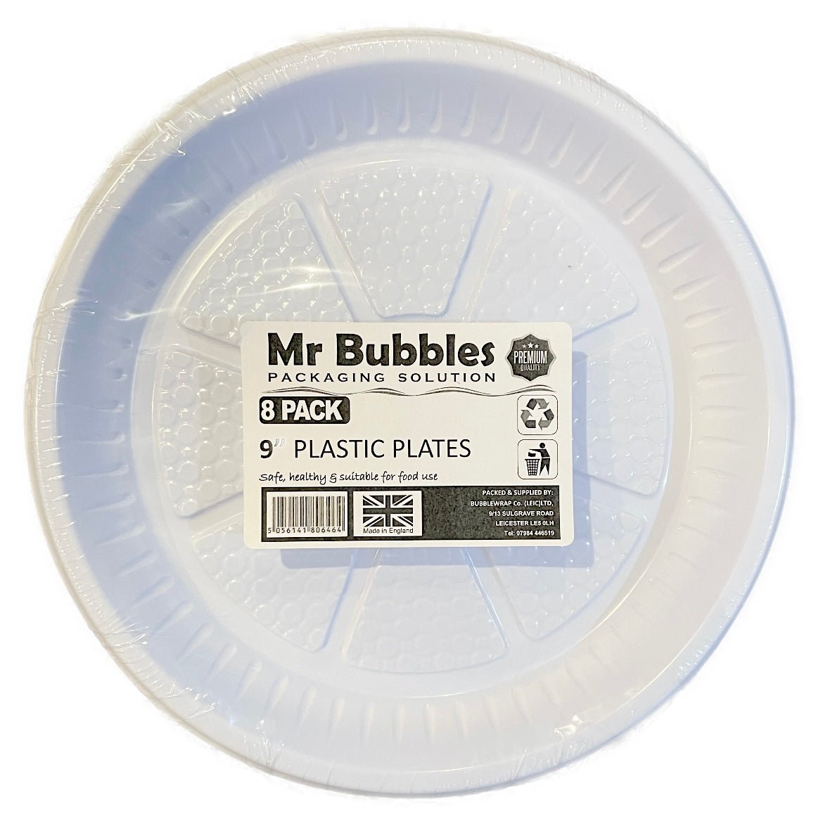 Mr Bubbles 9” Plastic Plates 8 Pack - Asian Online Superstore UK