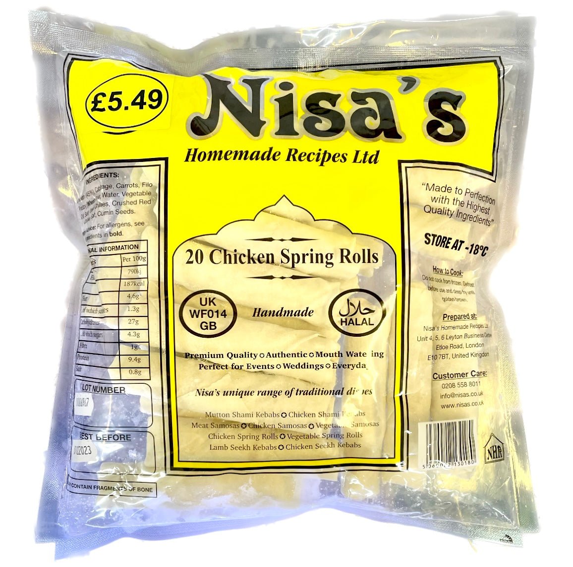 Nisa’s Chicken Spring Roll 20pcs - Asian Online Superstore UK