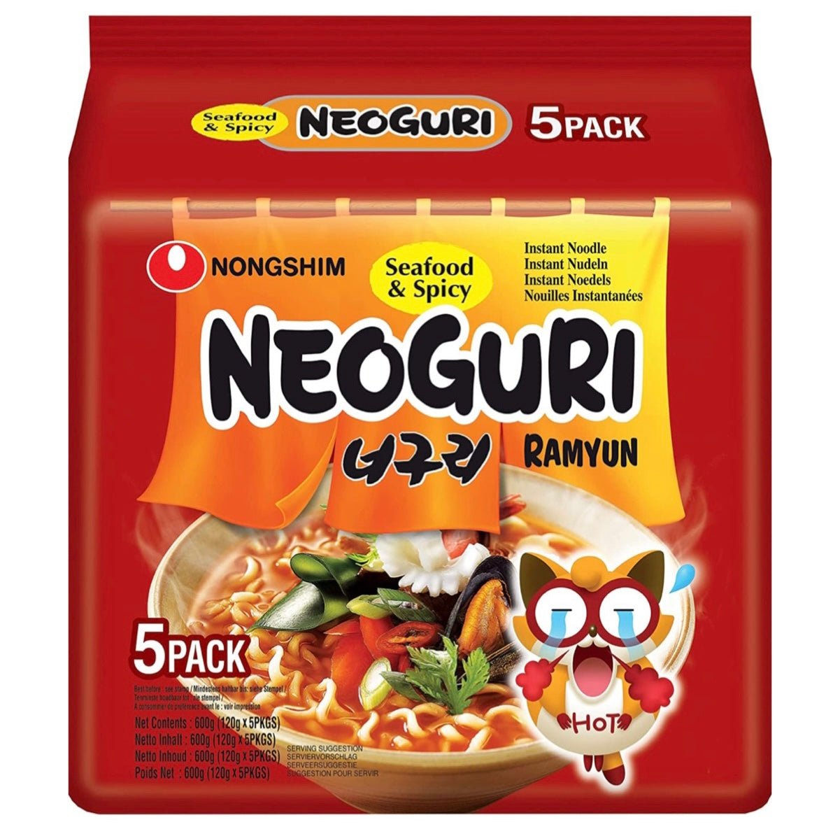 Nongshim Neoguri Ramyun Hot Instant Noodle (Seafood & Spicy) 5x120g - Asian Online Superstore UK