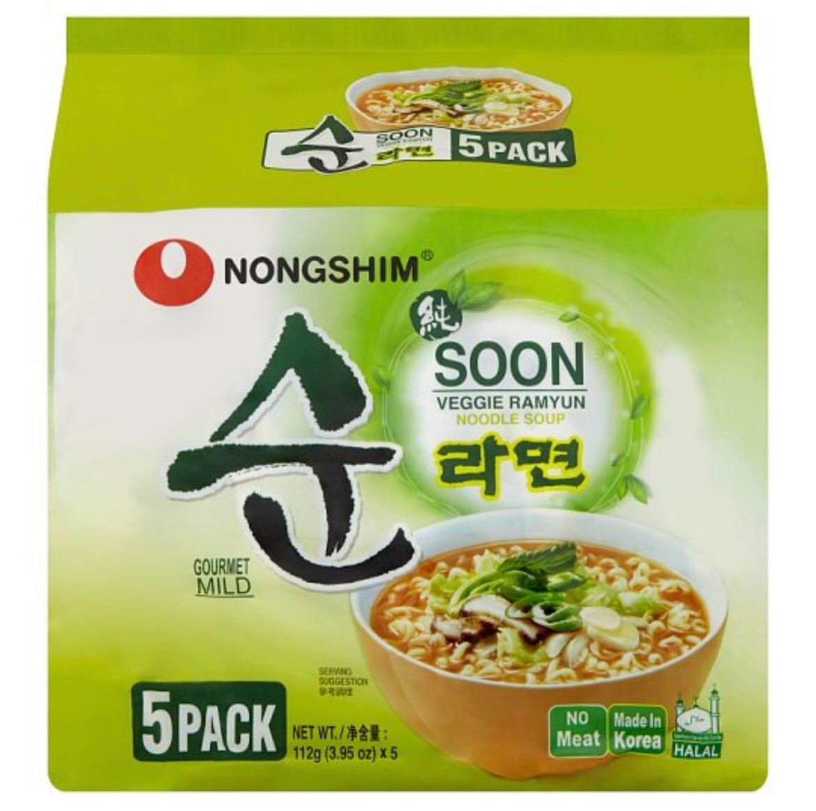 Nongshim Soon Veggie Ramyum Instant Noodle Soup 5 Packs x 112g - Asian Online Superstore UK