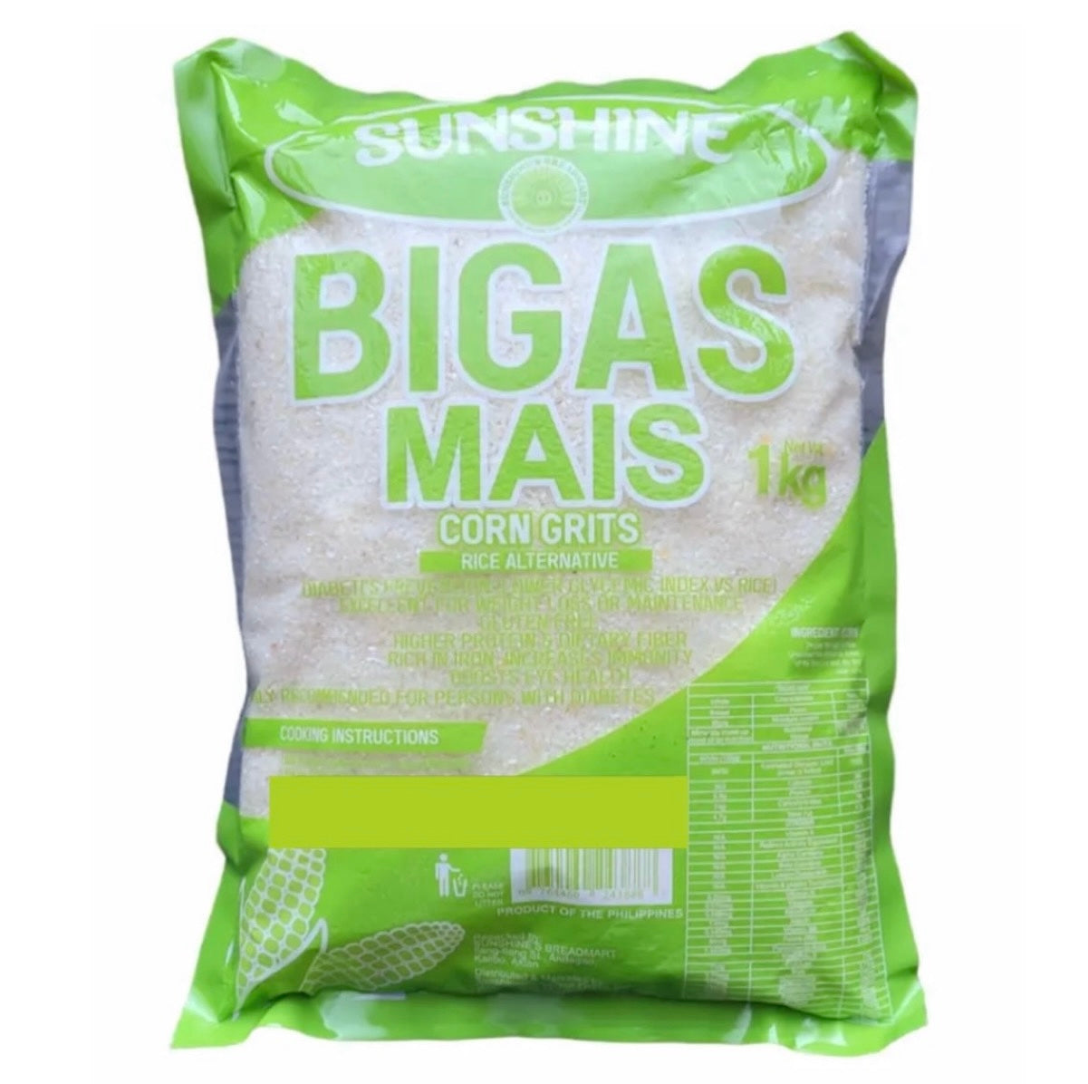 Sunshine Bigas Mais Corn Grits 1kg