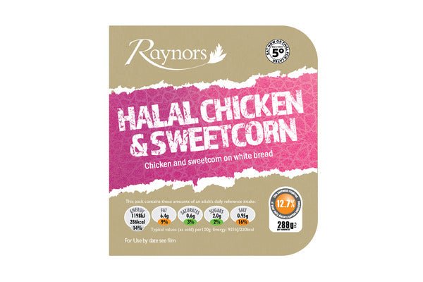 1/4 CUT HALAL CHICKEN & SWEETCORN SANDWICH - Asian Online Superstore UK