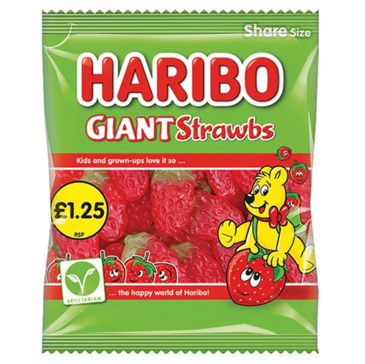 Haribo Bags Giant Strawbs (RRP 1.25) 140g