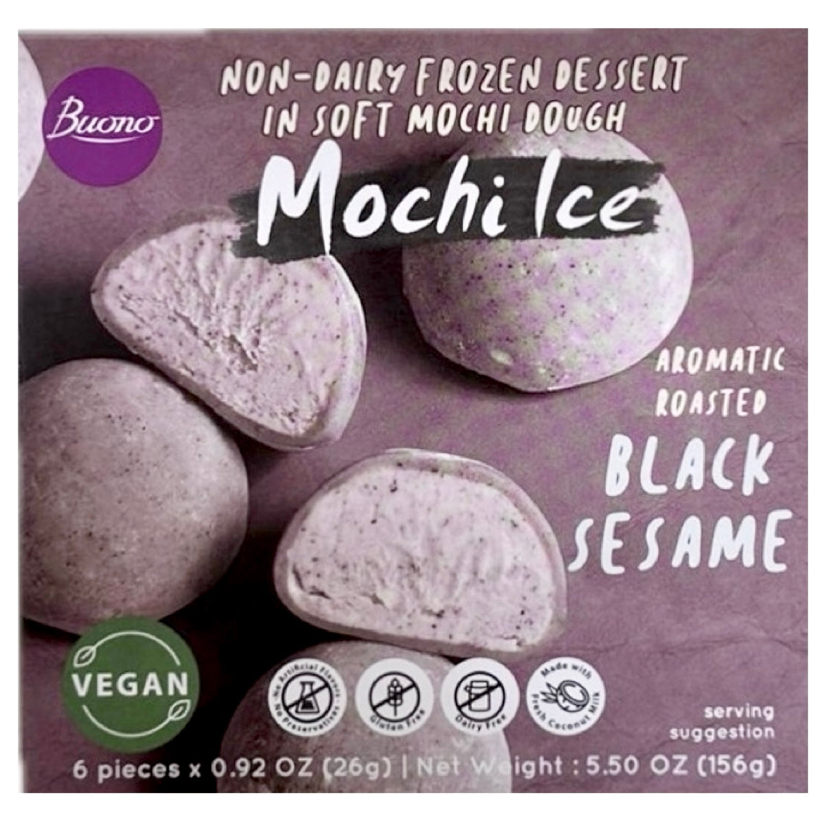 Buono Black Sesame Mochi Ice Cream (6pc) 156g