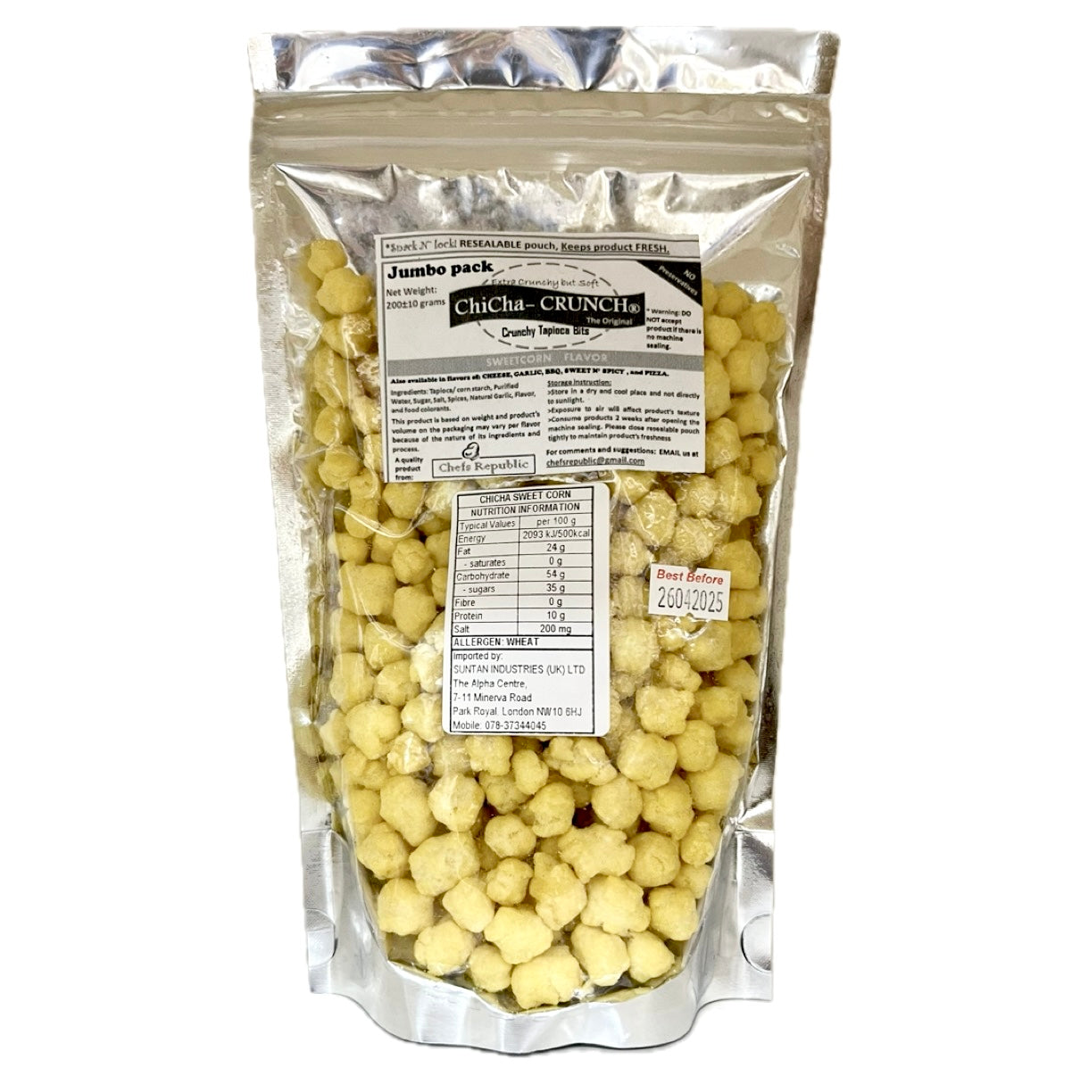 Chicha-Crunch Crunchy Tapioca Bits Sweet Corn Flavour 200g