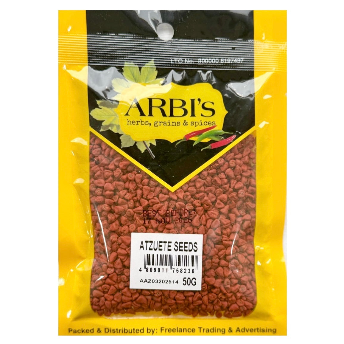Arbi’s Atzuete Seeds (Annatto Seeds) 50g