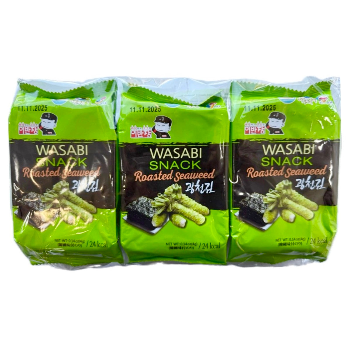 Captain Lee Seasoned Roasted Seaweed Wasabi Flavour (Multi) 3x4g