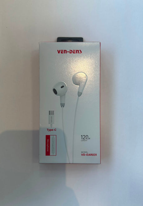 Type-C Wired Earphones with Microphone White VD-EAR031 | Asian Grocery UK