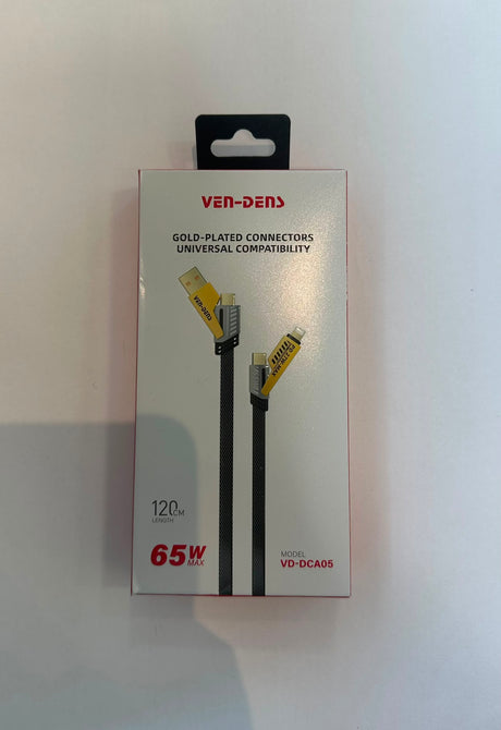 Ven-Dens VD-DCA05 65W USB-C Charging Cable 120cm Black | Asian Grocery UK
