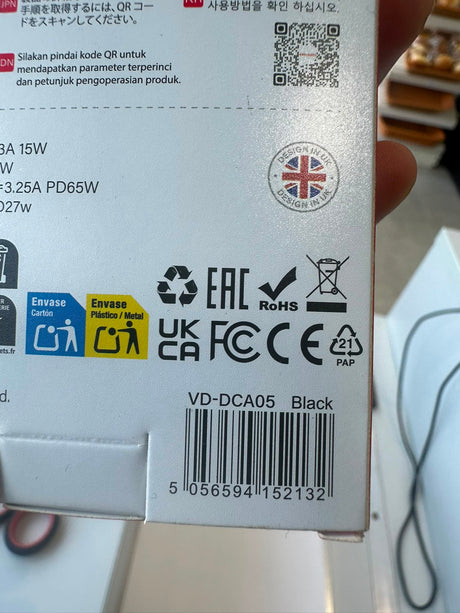 Ven-Dens VD-DCA05 65W USB-C Charging Cable 120cm Black | Asian Grocery UK