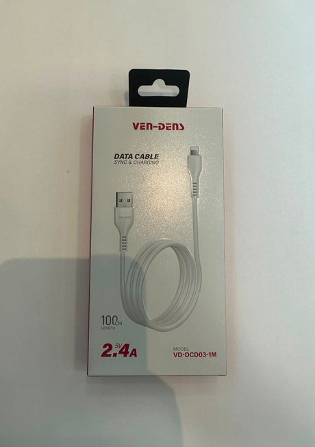 USB-A to Lightning Data Cable 1M White 2.4A | Asian Grocery UK