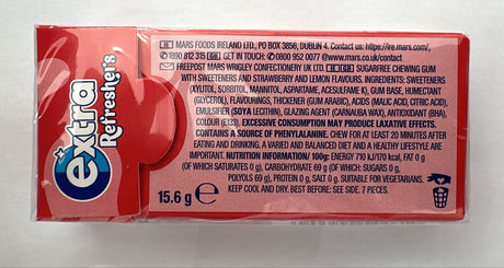 Wrigley's Extra Refreshers Strawberry Lemon Sugar Free Chewing Gum 15.6g | Asian Grocery UK