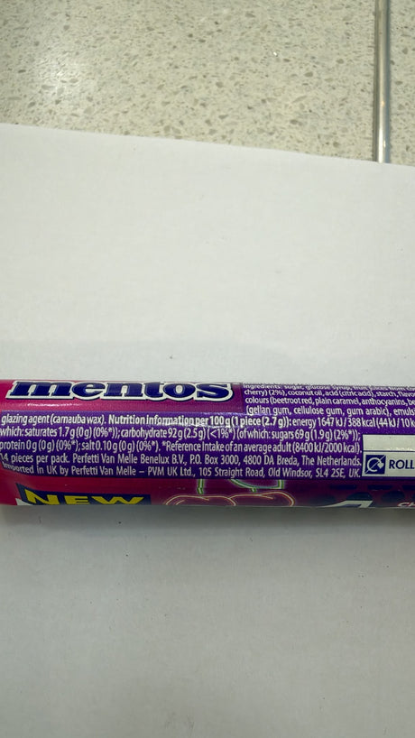 Mentos Cherry Blueberry Raspberry Chewy Sweets Roll 37.5g | Asian Grocery UK