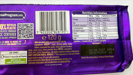 Cadbury Dairy Milk Caramel Chocolate Bar 120g | Asian Grocery UK