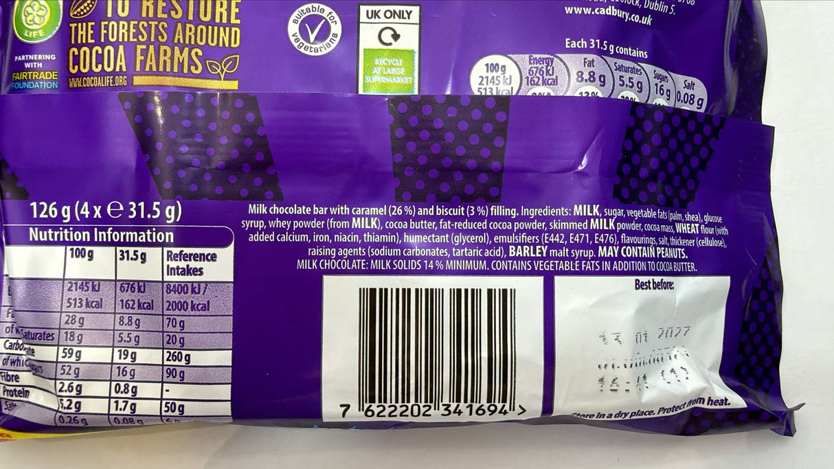 Cadbury Boost Chocolate Bar 4 Pack 126g
