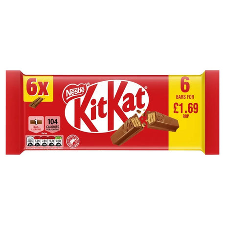 KitKat 2 Finger Milk Chocolate Biscuit Bars 6 Pack | Asian Grocery UK