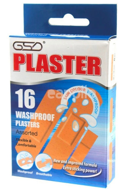 GSD Washproof Plasters Assorted 16 Pack | Asian Grocery UK