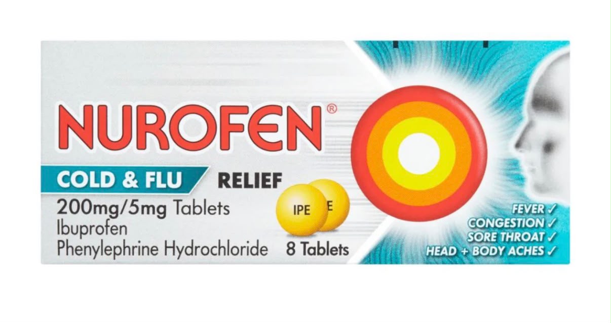 Nurofen Cold & Flu Relief 200mg/5mg Tablets 8 Pack
