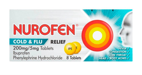 Nurofen Cold & Flu Relief 200mg/5mg Tablets 8 Pack | Asian Grocery UK