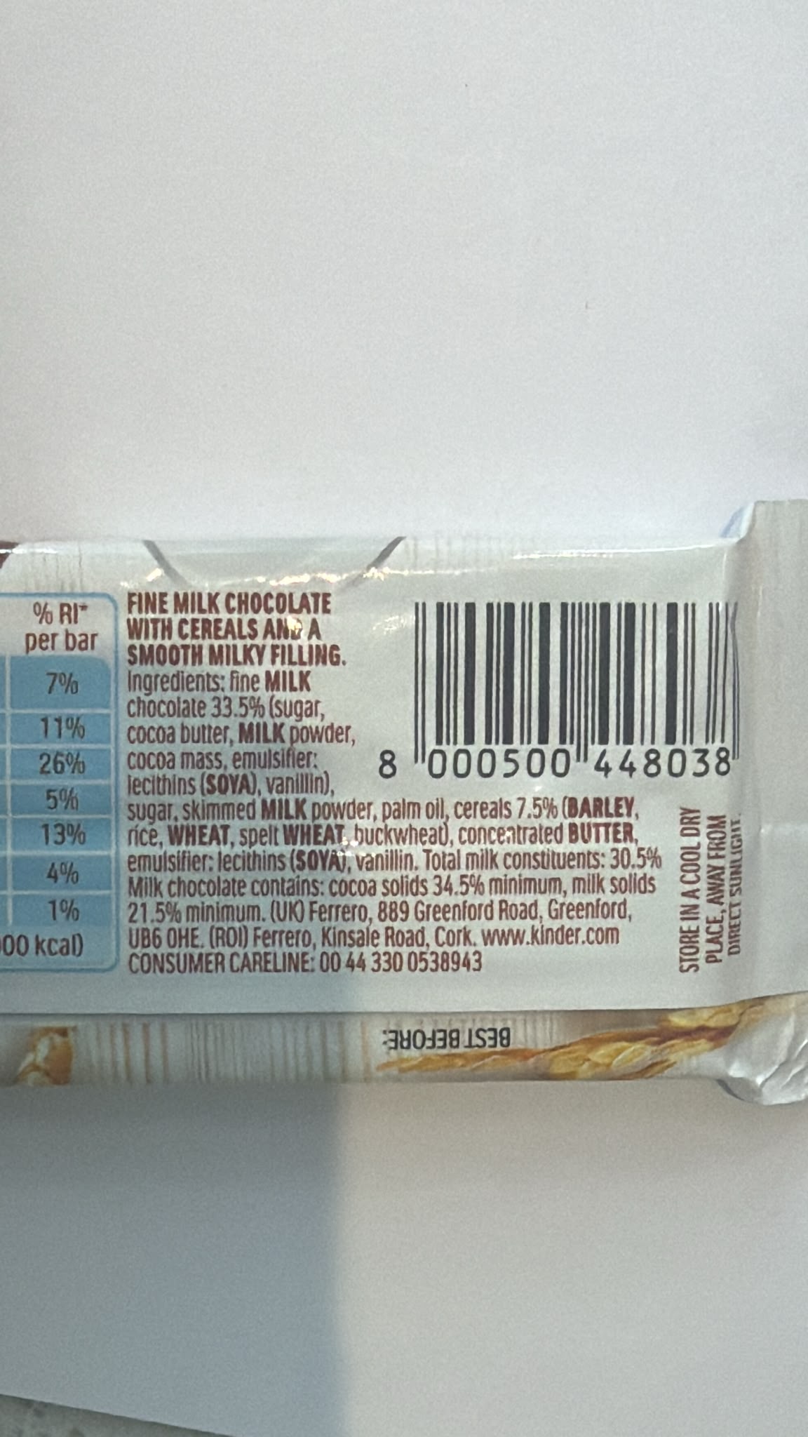 Kinder Country Chocolate Bar 23.5g | Asian Grocery UK