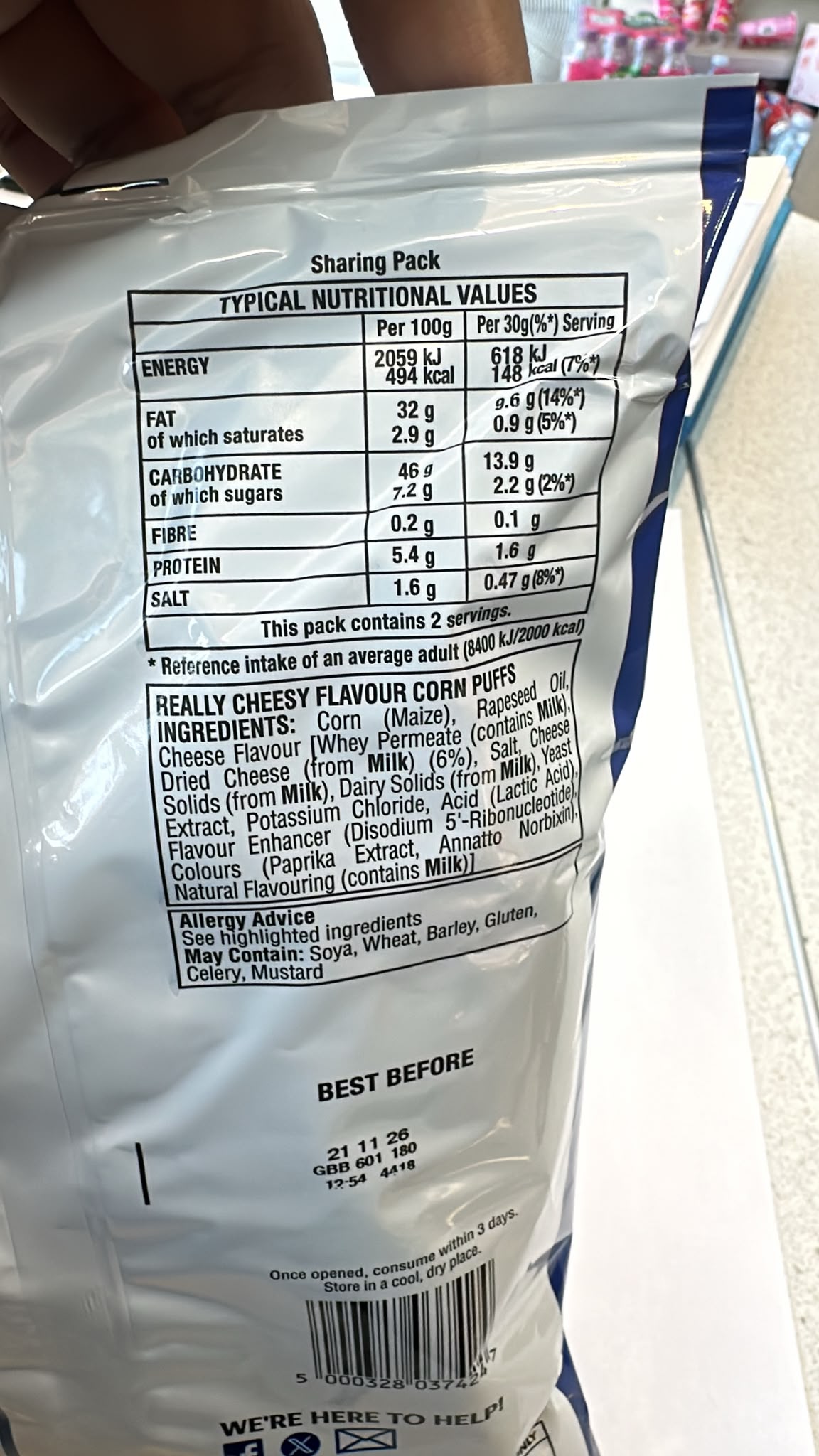 Walkers Baked Wotsits Giants Really Cheesy Corn Puffs 60g | Asian Grocery UK