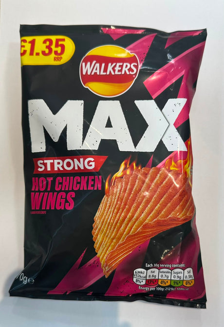 Walkers Max Strong Hot Chicken Wings Crisps 70g | Asian Grocery UK