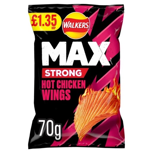 Walkers Max Strong Hot Chicken Wings Crisps 70g | Asian Grocery UK