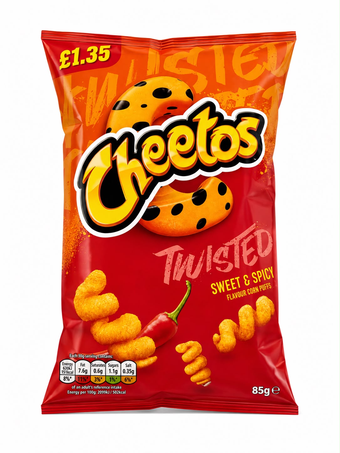 Cheetos Twisted Sweet and Spicy Flavour Corn Puffs 85g | Asian Grocery UK