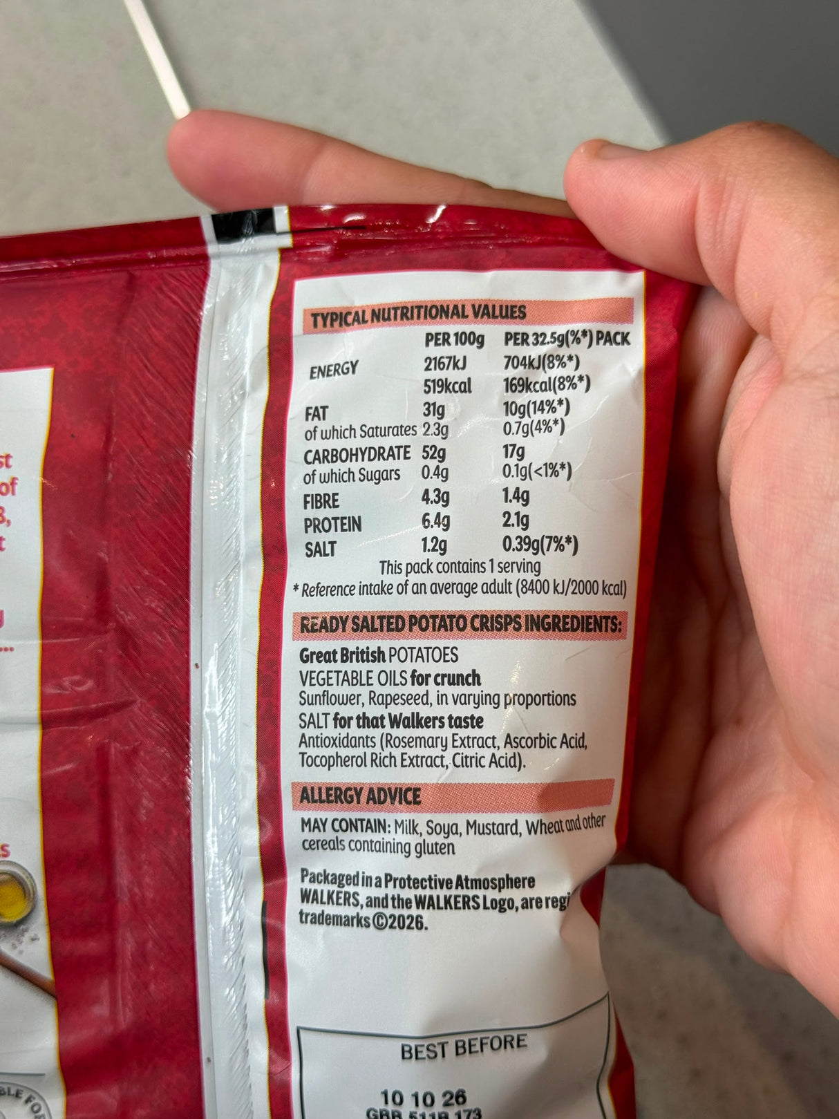 Walkers Ready Salted Crisps 32.5g | Asian Grocery UK