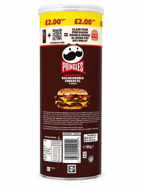 Pringles Burger King Bacon Double Cheese XL Flavour Crisps 165g | Asian Grocery UK