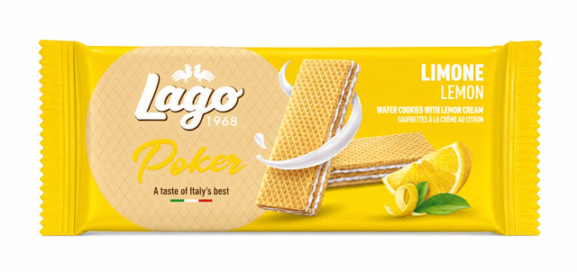 Lago Poker Lemon Wafer Cookies 45g | Asian Grocery UK