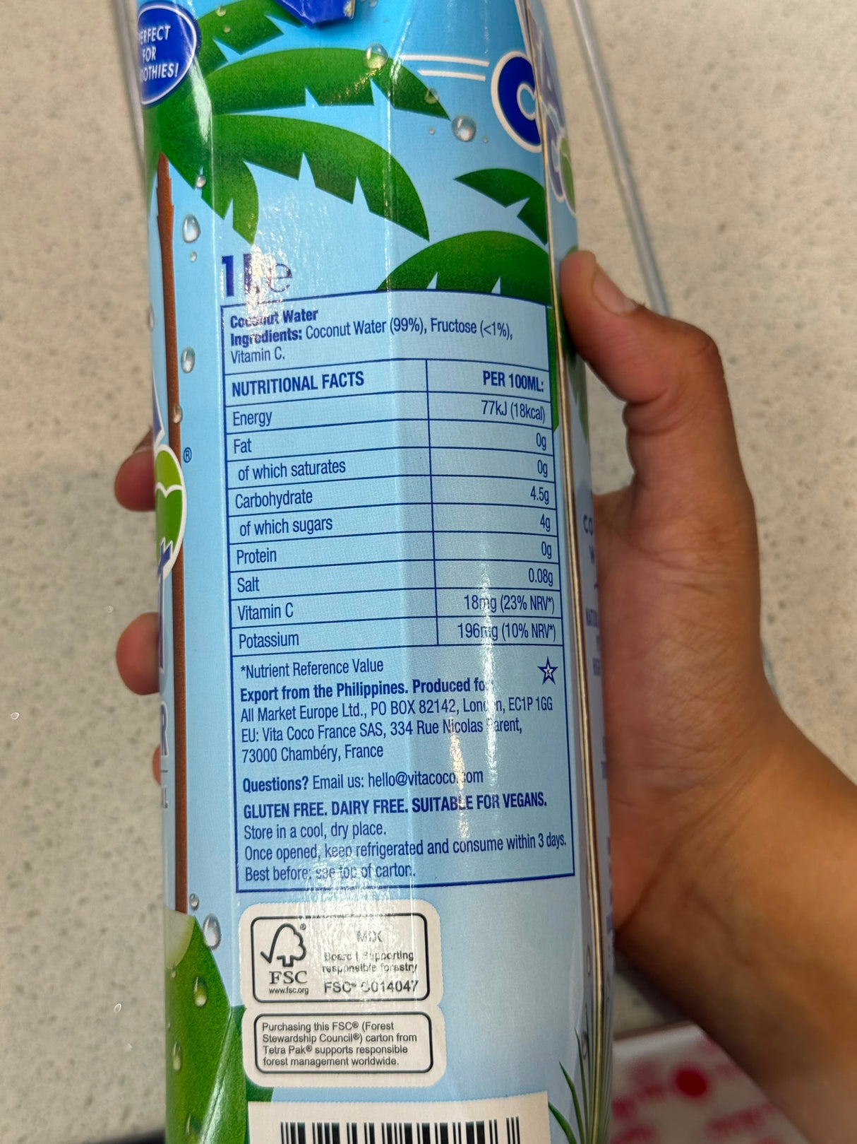 Vita Coco Coconut Water The Original 1 Litre | Asian Grocery UK