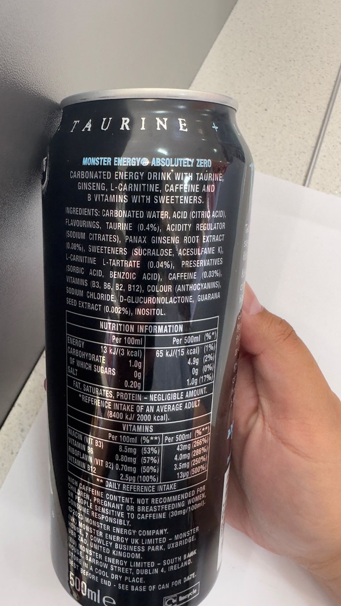 Monster Energy Absolutely Zero 500ml Can | Asian Grocery UK