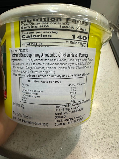 Mother's Best Cup Pinoy Chicken Arrozcaldo 40g | Asian Grocery UK