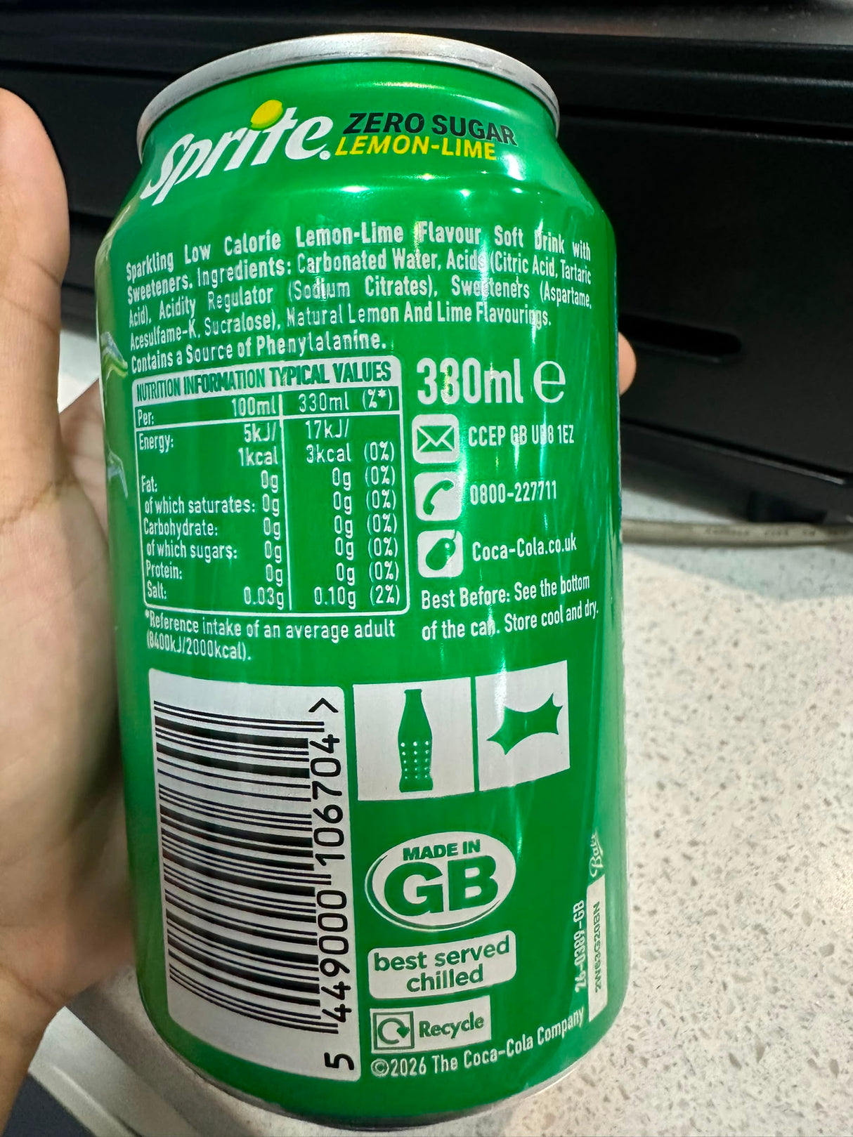 Sprite Zero Sugar Lemon-Lime Can 330ml | Asian Grocery UK