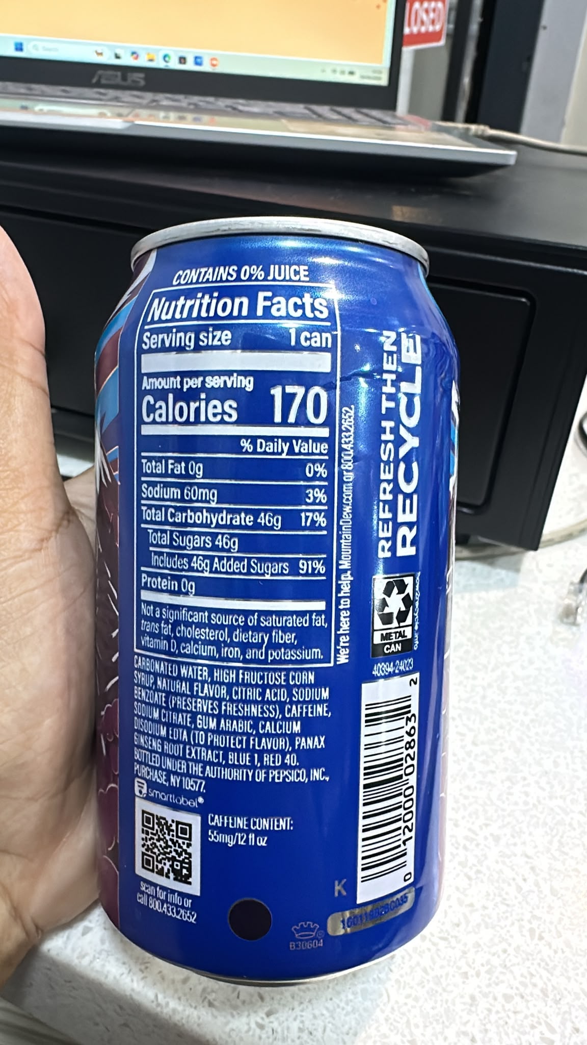 Mountain Dew Voltage Raspberry Can 355ml | Asian Grocery UK