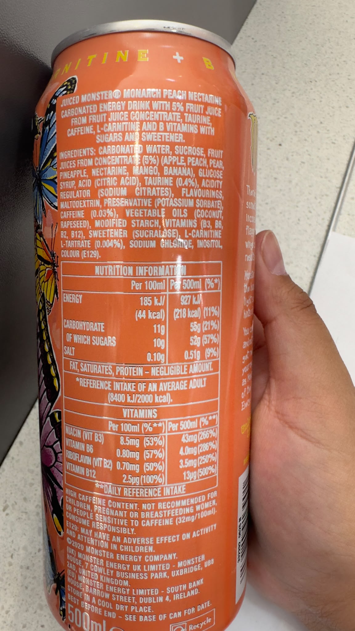 Monster Juiced Monarch Peach Nectarine Energy Drink 500ml | Asian Grocery UK