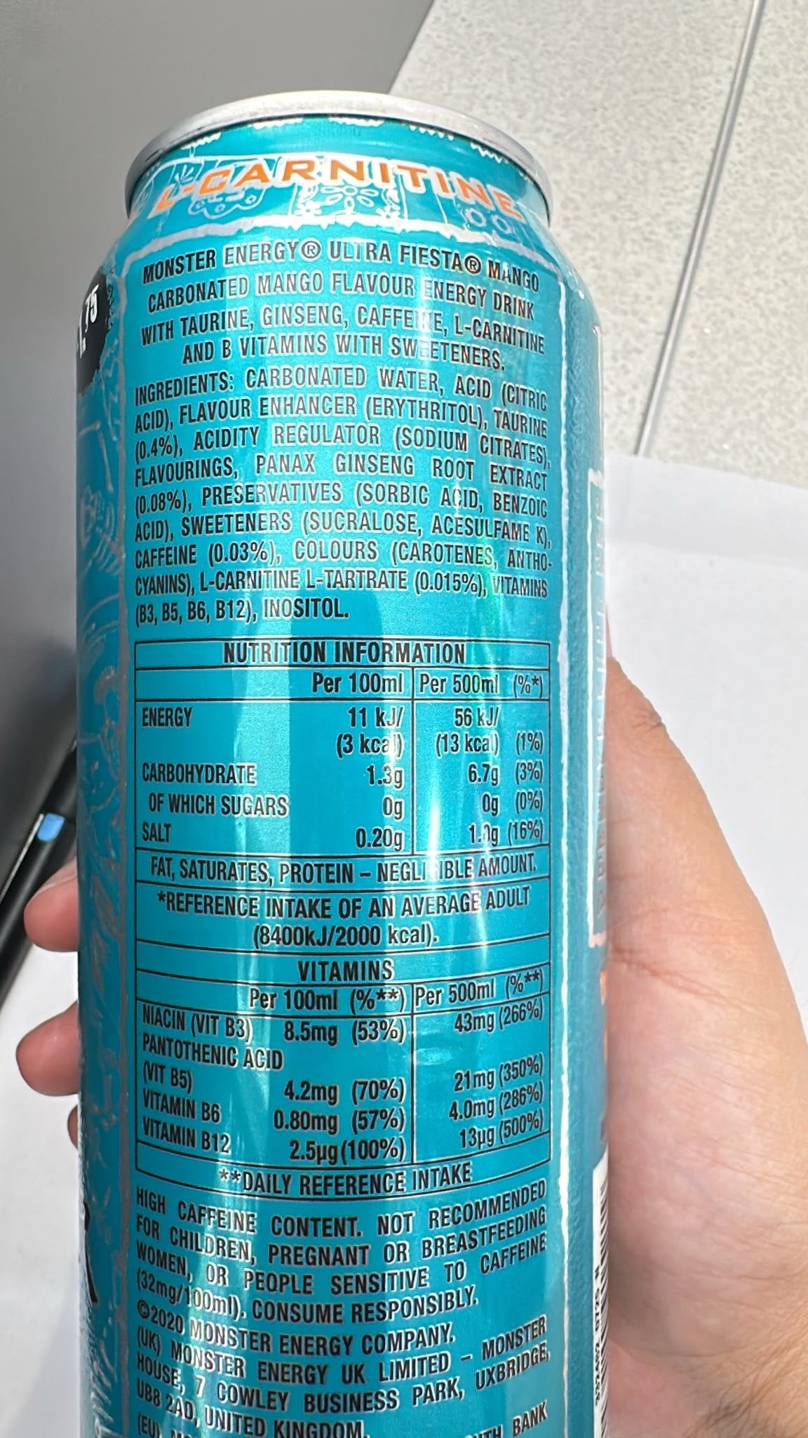 Monster Energy Ultra Fiesta Mango Zero Sugar 500ml | Asian Grocery UK
