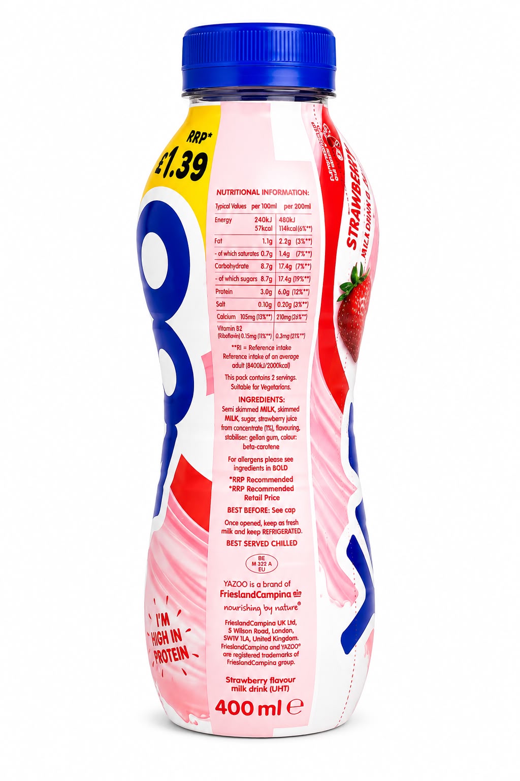 Yazoo Strawberry Milk Drink 400ml | Asian Grocery UK