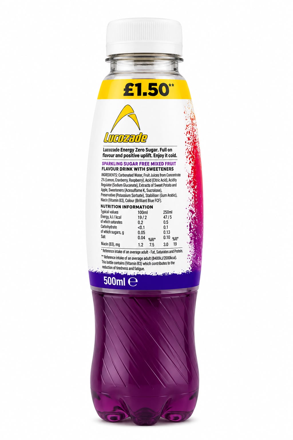 Lucozade Energy Zero Sugar Grafruitti 500ml | Asian Grocery UK