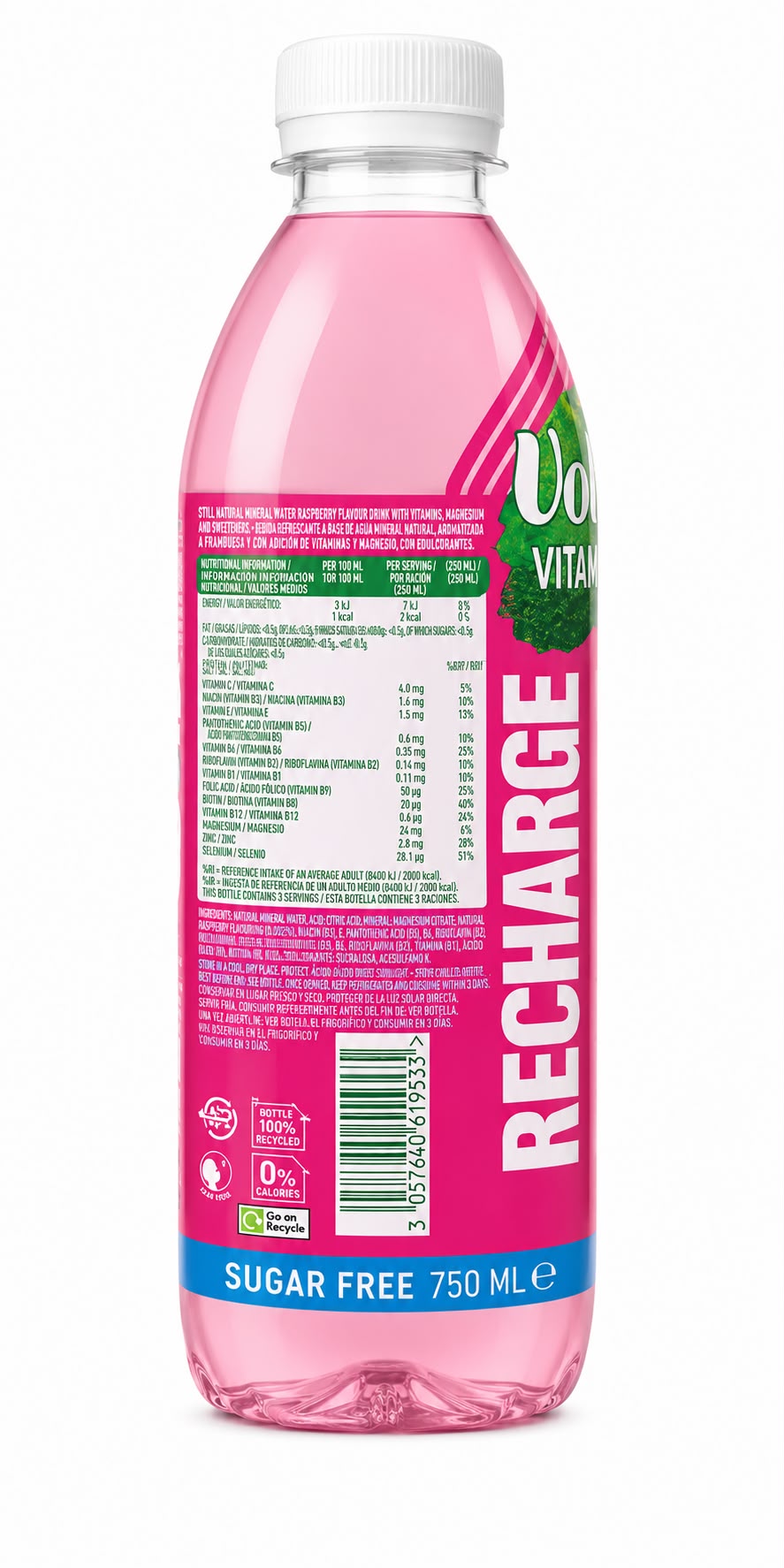 Volvic Vitamin+ Recharge Raspberry Sugar Free 750ml | Asian Grocery UK