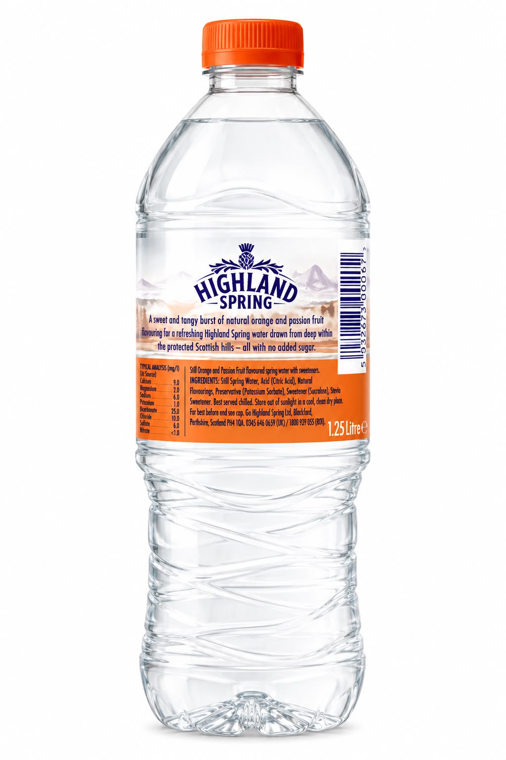Highland Spring Orange & Passion Fruit Still Spring Water 1.25L | Asian Grocery UK