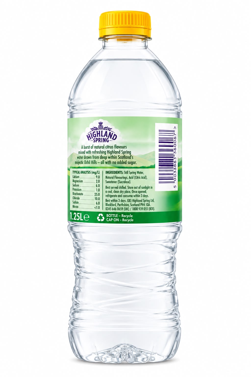 Highland Spring Lemon & Lime Still Spring Water 1.25L | Asian Grocery UK
