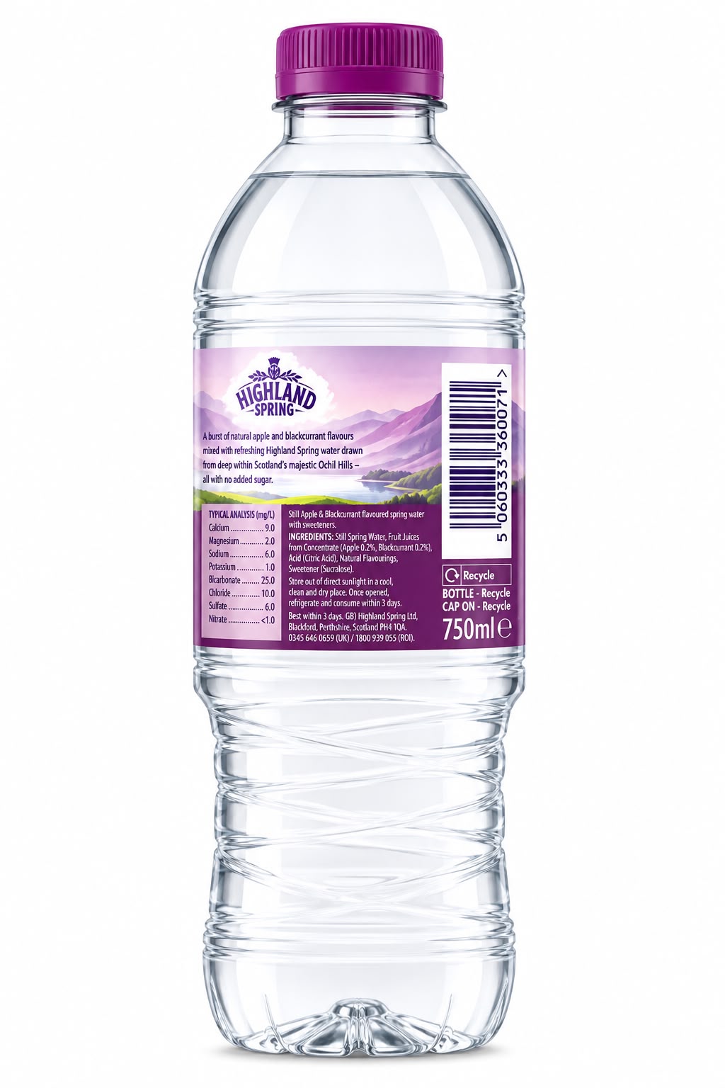 Highland Spring Apple & Blackcurrant Still Spring Water 750ml | Asian Grocery UK