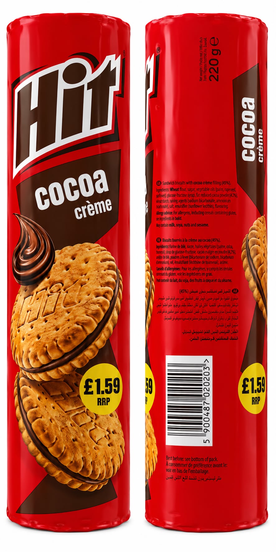 Hit Cocoa Crème Sandwich Biscuits 220g | Asian Grocery UK